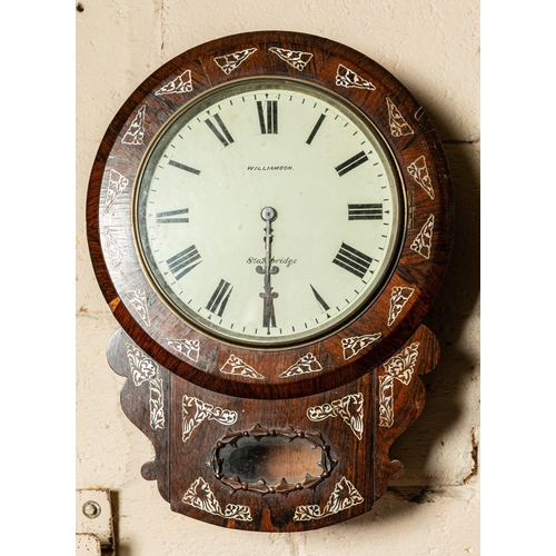 349 - 8-Day Wall Clock, in Rosewood case, intricate mother of pearl inlay, the dial stamped Williamson, St... 