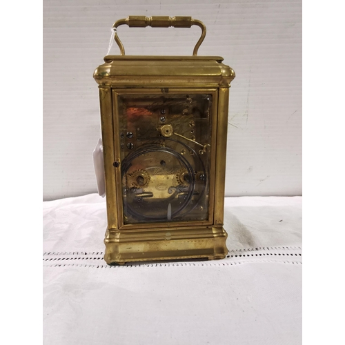 353 - Fine Cast Brass Carriage Clock, the works stamped Paris 1933, and Patent, S J Rety Polier, 14cmH... 