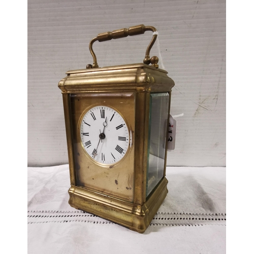 353 - Fine Cast Brass Carriage Clock, the works stamped Paris 1933, and Patent, S J Rety Polier, 14cmH... 