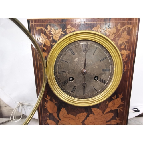 358 - Interesting 3-piece Rosewood Cased Clock Set incl. a Mantle Clock with a silvered dial (inscribed ?G... 