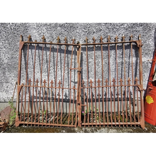 382 - Pair of Antique Metal Entrance Gates, suitable for a 9ft opening, 6 feet high with fleur de lis fini... 