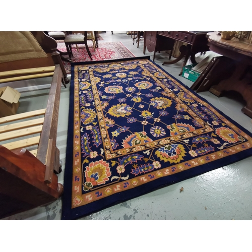 406 - Rich blue ground, full pile Turkish carpet, all over floral pattern, 3m x 2m