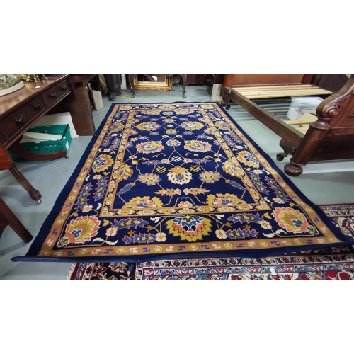 406 - Rich blue ground, full pile Turkish carpet, all over floral pattern, 3m x 2m