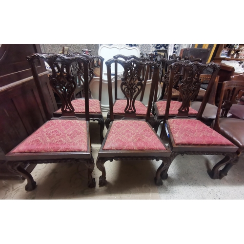 41 - Matching Set of 6 Mahogany Chippendale Design Dining Chairs, on ball and claw feet, with nice scroll... 