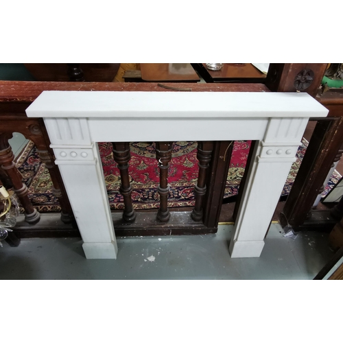 429 - Victorian style White Marble Fireplace, circular shaped décor to each pillar, 1.22mW (4ft) x 1.1mH