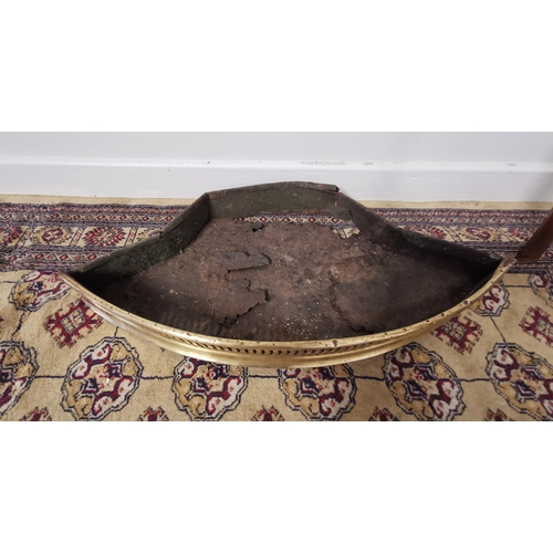 436 - Victorian Brass Ash Tray, pierced front (polished, tray damaged/worn), 58cmW x 30cmD