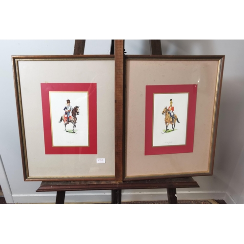 57 - Pair of Framed Military Equine Prints - Huzzards & Life Guards, each 53.5cm x 43.5cm