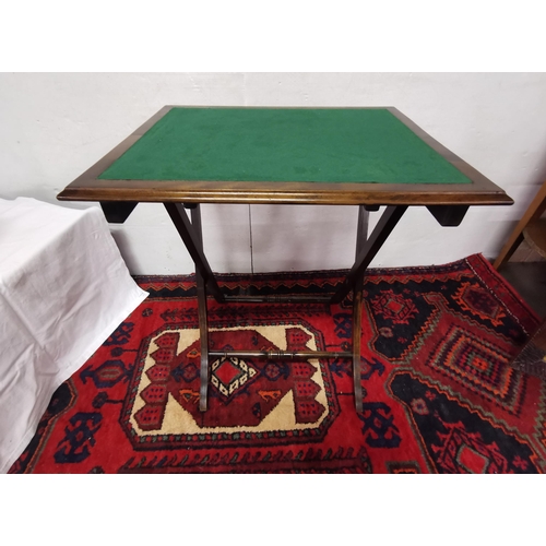 74 - Modern folding mahogany Card Table, green baize table top, 51 sq