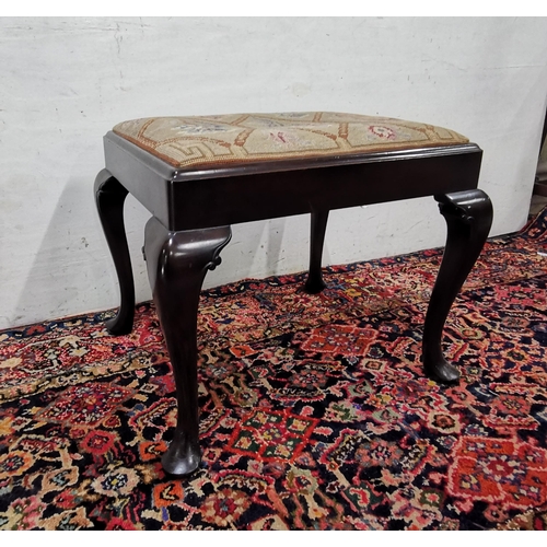 8 - Edw Mahogany Bedroom Stool, with cabriole legs, pad feet and a needlepoint covered seat (removable)