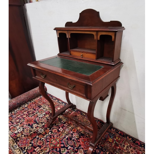 82 - Continental Writing Desk, the raised gallery fitted with compartments, green leather writing slope, ... 