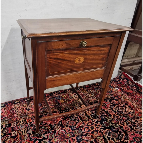 86 - Irish Arts and Crafts Inlaid Mahogany Serving Trolley, with all sides folding to a tray top, labelle... 