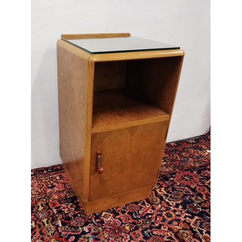 94 - Vintage era Birds eye maple Bedside Locker, with a glazed top, 38