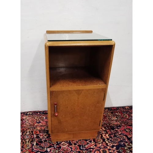 94 - Vintage era Birds eye maple Bedside Locker, with a glazed top, 38