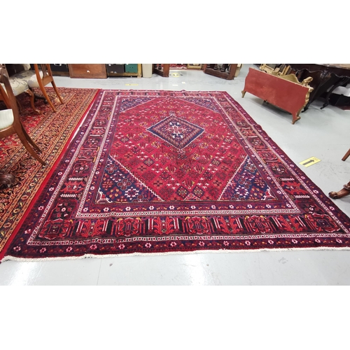 411 - Rich Red Ground Persian Kashan Carpet, full pile, traditional Kashan medallion design, 2.7m x 3.7m