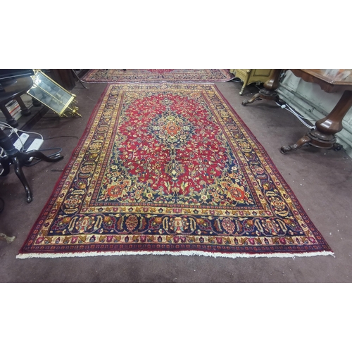 416 - Full pile Persian Mashad Carpet (tea washed), warm toned colours, 2.9m x 1.95m