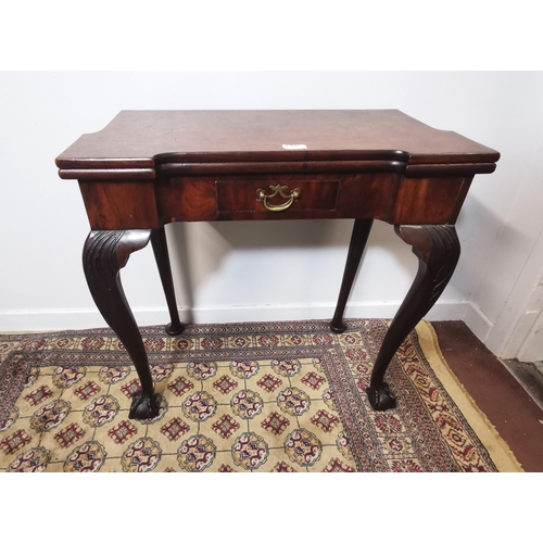 128 - Fine 19thC Mahogany Card Table - possibly Irish  the fold-over square corner design opening to a gr... 