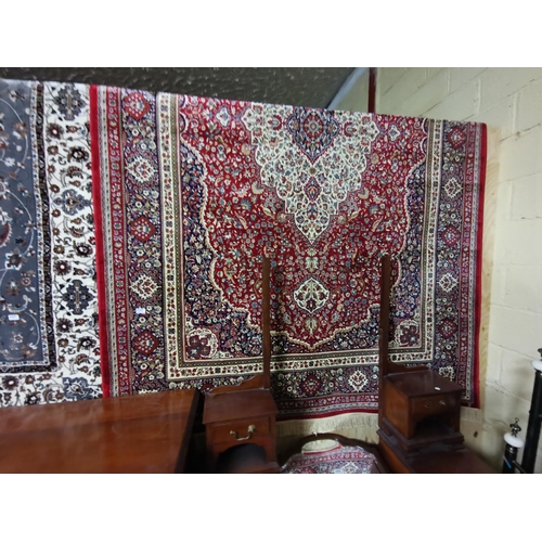 425 - Kashmir Floor Rug, red ground with all over floral pattern, 2.9m x 2m