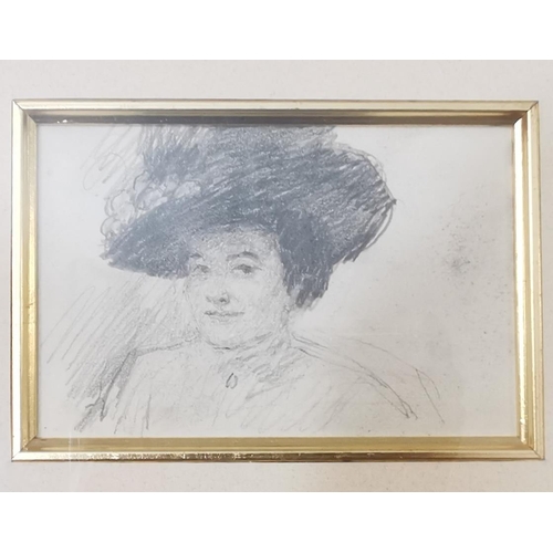 532 - JOHN BUTLER YEATS RHA (1839-1922)  Portrait of his sister Elizabeth Lally Yeats, in a large cream mo... 