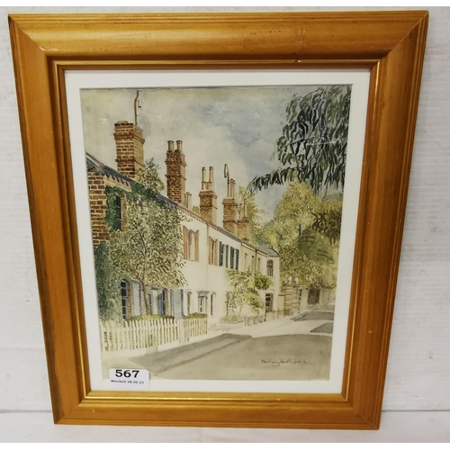 567 - ANTHONY BASTERFIELD (Poet), Watercolour, 1930's. Keat's Lane on Hamstead Heath, modern pine frame, 3... 