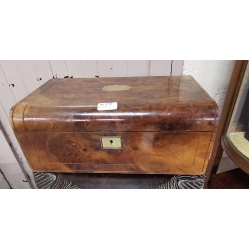 619 - Victorian Walnut Desk Top Writing Box, with a foldover writing slope (some wear to the walnut veneer... 