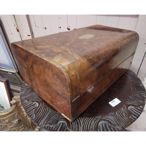 619 - Victorian Walnut Desk Top Writing Box, with a foldover writing slope (some wear to the walnut veneer... 