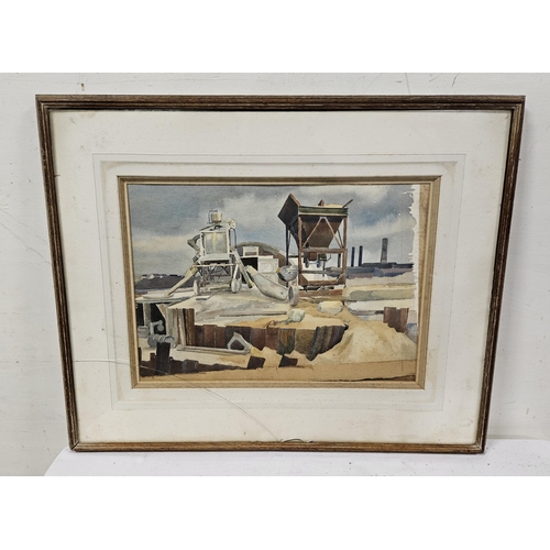 110 - DONN, Dennis Leonard, Sussex “”Rain on the Site” & “Industrial Site”, 61cm x 78cm, Pair of Watercolo... 