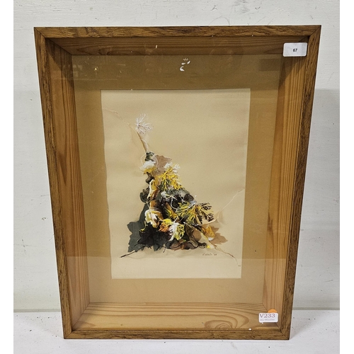 127 - EADAIN NiMHAIDIGAN “Flowers” 1988, mixed media, signed and framed (24” x 18” framed)