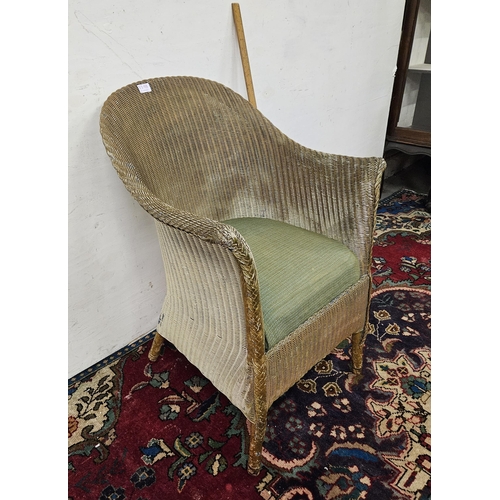 14 - Lloyd Loom Side Chair (with original Lloyd Loom retail label),with original sprung seat, worn gold p... 