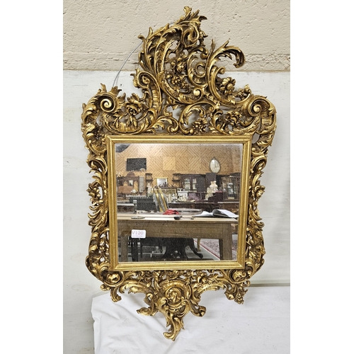 170 - Matching Pair of small carved gilt Wall/Pier Mirrors, gilded, with elaborate pediments of flowers an... 