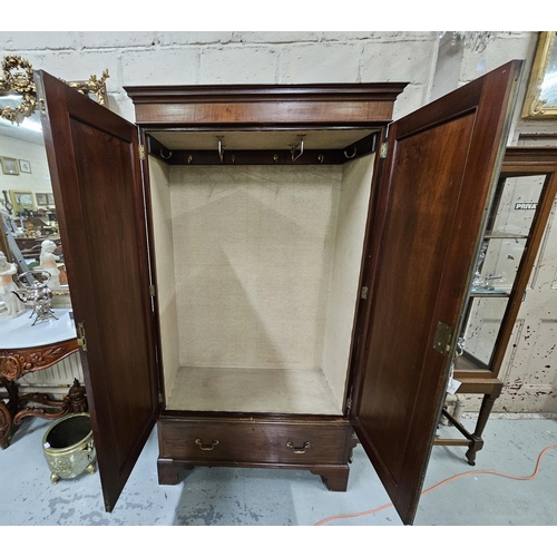 178 - Compact Georgian Mahogany 2-door Wardrobe (brass banding to edge of 1 door), on bracket feet, with s... 