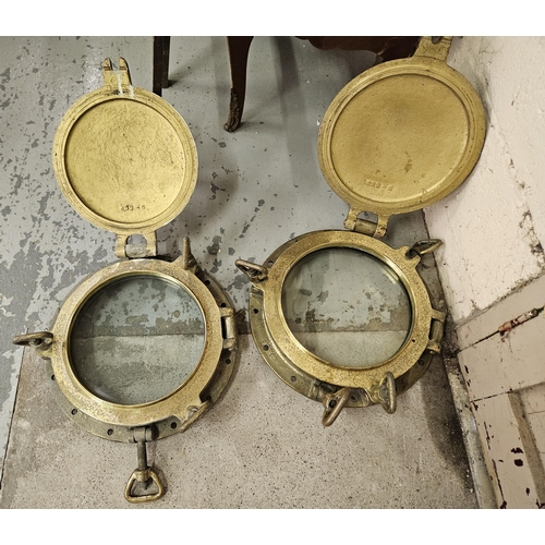 305 - Matching Pair of original circular Brass Ship's Portholes, in very good condition, both stamped 