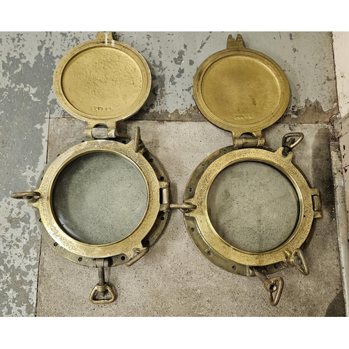 305 - Matching Pair of original circular Brass Ship's Portholes, in very good condition, both stamped 