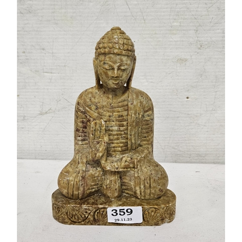 359 - Soapstone Figures of a seated Buddah, 22cmH