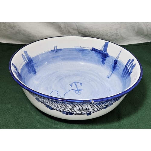 369 - Large Royal Doulton Wash Bowl by Ruysdael, early 20thC, featuring a central ships anchor (some small... 