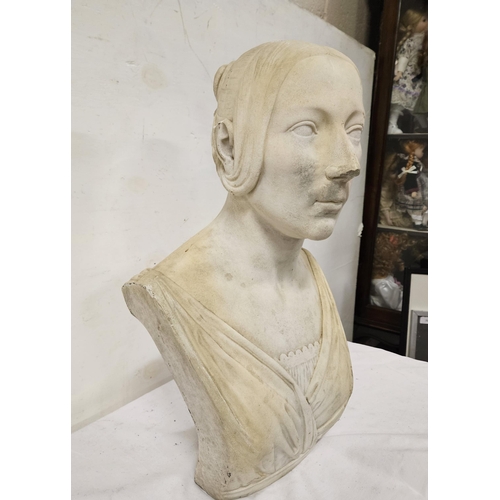 370 - Marble head and shoulder bust of a classic Greek female, possibly 18thC (nose and 1 ear damaged), 52... 