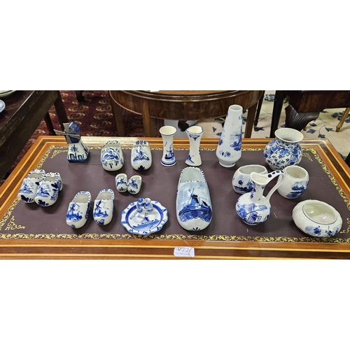 387 - Large Group of blue and white Dutch Delft ware, mostly hand-painted incl. pairs of clogs, plates, sm... 