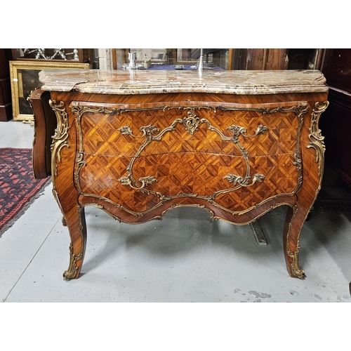 453 - Good Kingwood Commode, decoratively mounted with gilt handles and corners, having 2 central drawers ... 