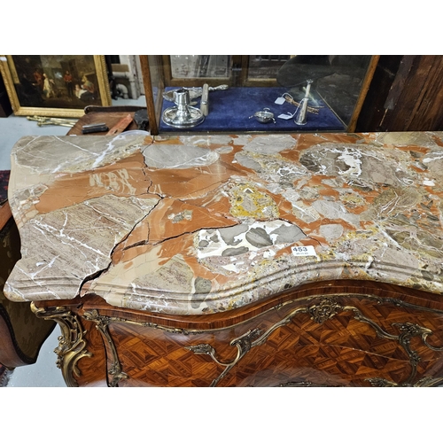 453 - Good Kingwood Commode, decoratively mounted with gilt handles and corners, having 2 central drawers ... 