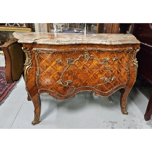 453 - Good Kingwood Commode, decoratively mounted with gilt handles and corners, having 2 central drawers ... 