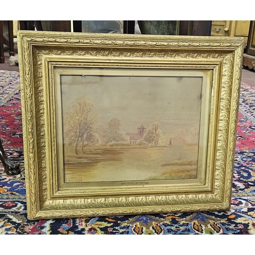 475 - V FRANKLYN “The Glow of Evening”, Victorian oil on card, in the original gilt frame (with title insc... 