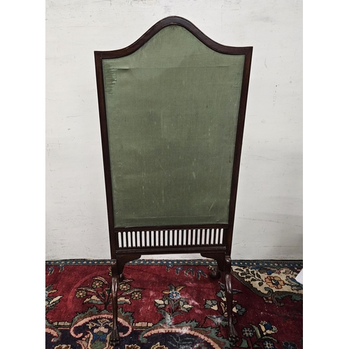 492 - Good Mahogany Framed Fire Screen, with Art Nouveau design tapestry fabric insert, on 4 pad feet, 112... 