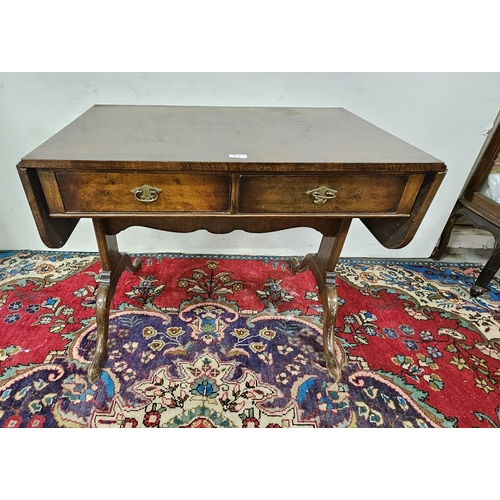 61 - 1960’s mahogany Sofa Table with 2 drawers on 4 pad feet, 57cm x 91cm