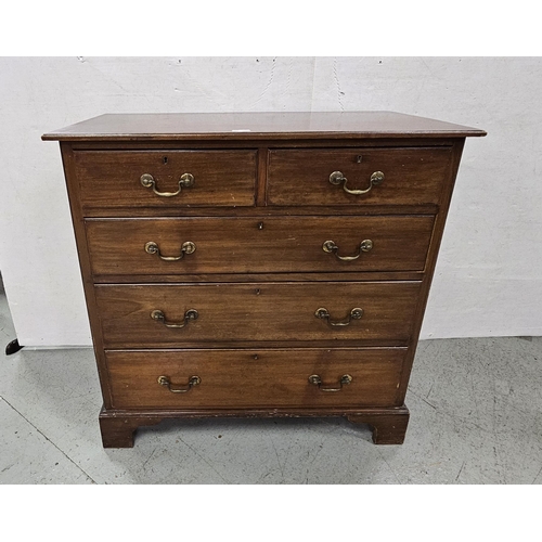 69 - Early 20thC Mahogany Chest of Drawers on bracket feet, with brass handles, 91cmW x 91cmH