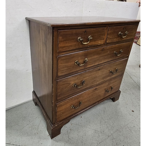 69 - Early 20thC Mahogany Chest of Drawers on bracket feet, with brass handles, 91cmW x 91cmH