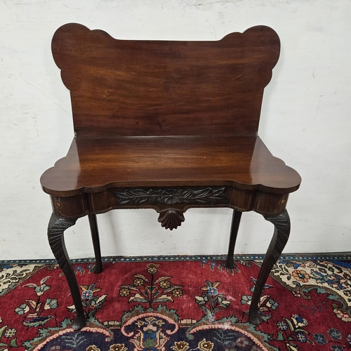 94 - 19thC Continental Mahogany Tea Table, carved tops to the cabriole legs, shell and floral designs to ... 