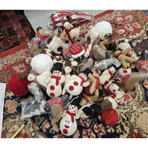 510 - Group of felt Christmas decorations (ex Arnotts) – gingerbread men, trees, acorns, reindeer etc