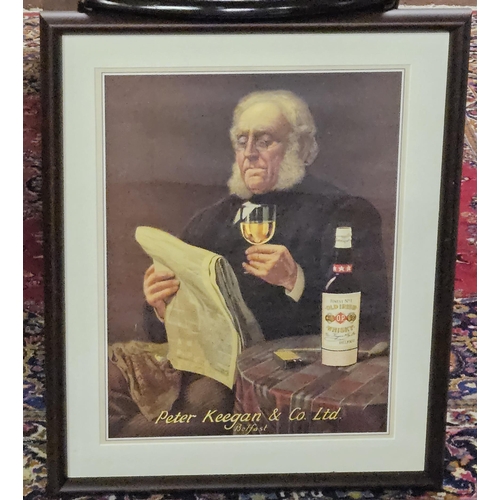 515 - “Old Irish Whisky” Peter Keegan poster (vintage era), in a more modern frame, 71cm H x 57cmwW