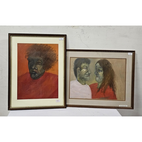 520 - TONY COADY, Traveller Portrait mixed media, 15” x 19”and Traveller Couple (Winner Oireahtas Prize) 2... 