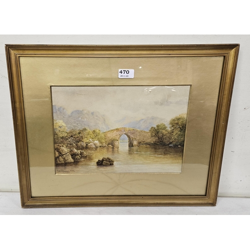 470 - ALEXANDER WILLIAMS RHA, Watercolour “Bricken Bridge” Lr Lake, Killarney, mounted, gold frame, 44 x 5... 