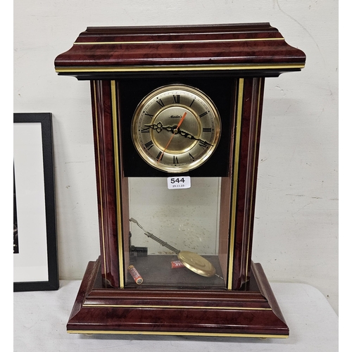 544 - Modern Mantle Clock (battery operated), working